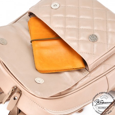 Женский кожаный рюкзак "Гермиона" (бежевая гладкая кожа)